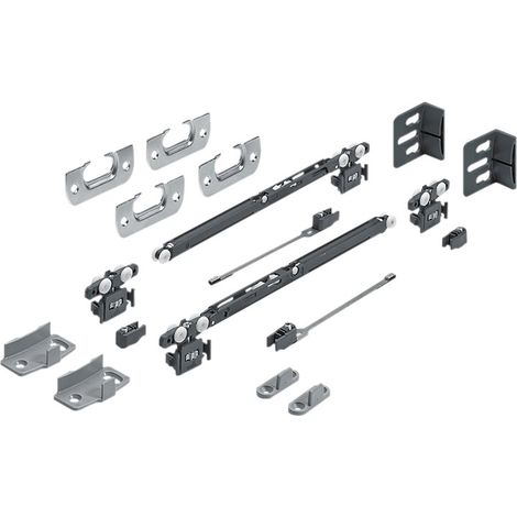 Hettich – Ferrure sysline s avec amortisseur – Garniture pour porte coulissante – Réglage en hauteur sans outils – Pour portes en bois (1/3)
