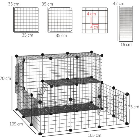 Modulares Kaninchenhaus mit Montagezubehör. Stahl. 105 x 105 x 70 cm – Schwarz (1/5)