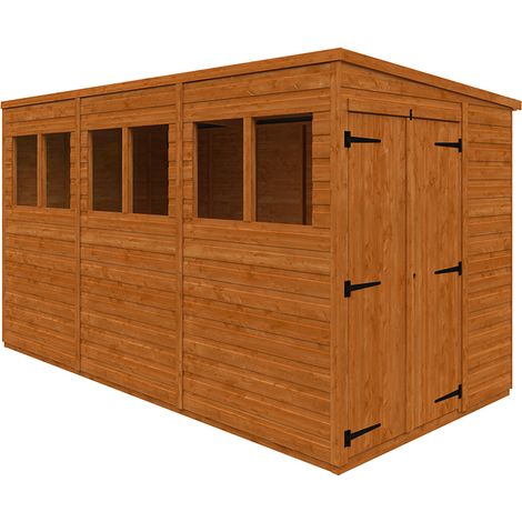 12x6 Flex Pent Double Door 12mm Flex - L353.8 x W175 x H203 cm - Solid Wood/Softwood/Pine - Burnt Orange