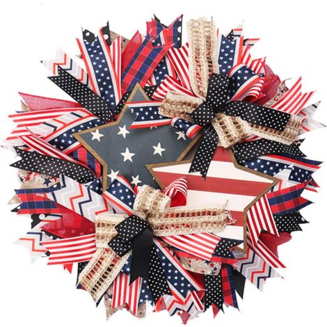 Guirlande En Mesh - 42 cm - Drapeau Américain Rouge Blanc Bleu - Pour Porte D'Entrée Intérieur Et Extérieur - 1 Pièce (1/5)