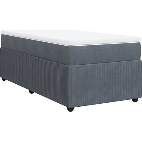 Cama box spring con colchón terciopelo gris oscuro 100x200 cm vidaXL (1/5)