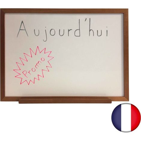 Ardoise couleur chêne dimensions 72,5 x 52,5 cm Recto ardoise et Verso blanc effaçable + plumier et accessoires (1/5)