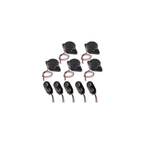 15 Stück DC 3-24V Elektronische Alarmsummer mit Dauerton (15er-Pack) + 9V Batterieanschluss (15er-Pack) (1/5)