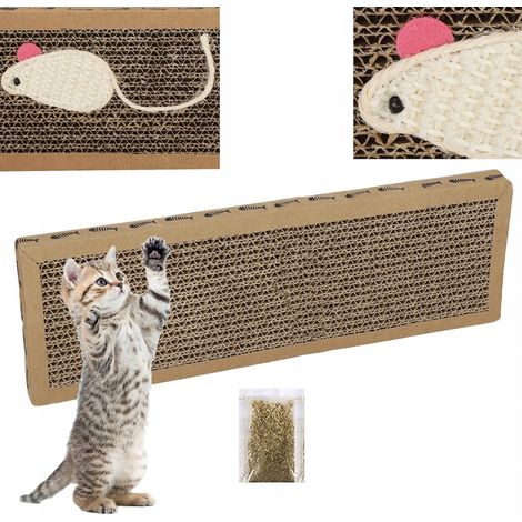 GRATTOLO DI CARTONE PER GATTO GRANDE LETTO DI CARTONE + ERBA GATTA