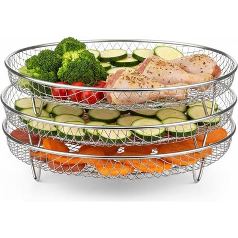 Friteuse à Air 3 en 1 avec Grille Accessoires et Séchoir pour Aliments Ronds 20 cm (1/4)