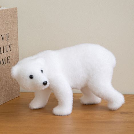 25cm Freestanding Flocked Polar Bear Christmas Decoration (1/5)
