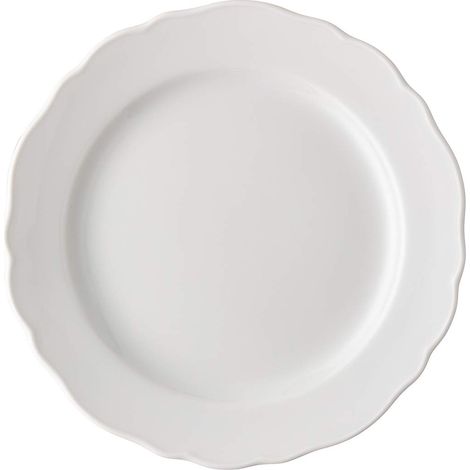 Assiette Plate avec Aile, Porcelaine, Blanc, Passe au Lave-Vaisselle,