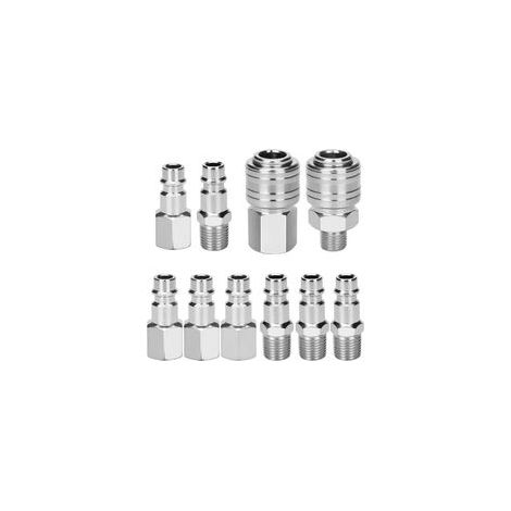 Accessoires pour compresseur, raccord rapide pneumatique Euro 1/4" BSP, kit compresseur pneumatique, raccords mâles et femelles pour tuyaux d'air comprimé (10 pièces)