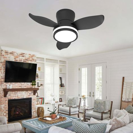 Ventilateur de plafond intelligent de 65 cm avec lumière,Noir télécommande via application, LED à intensité variable, 6 vitesses et minuterie (1/5)