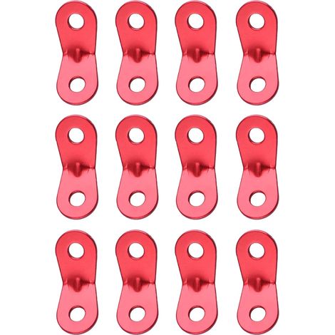 (Rouge (2 trous) - Lot de 12) Tendeur de corde de camping en aluminium pour tentes de randonnée (1/5)