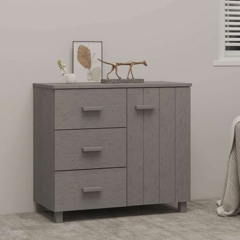Buffet - Armoire de rangement Enfilade Gris clair 90x40x80 cm Bois de pin solide BV774227 - BonneVie (1/5)
