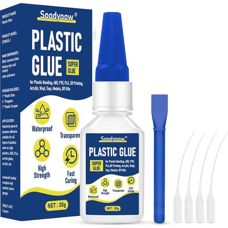 30g Super Colle Extra Forte, Colle Forte pour PLA, ABS, Plastique, Maquettes, Verre Acrylique, Impression 3D, Usage Amateur et Professionnel, Adhésif Puissant (1/5)