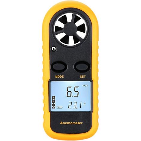 ZVD- Mini anémomètre numérique LCD vitesse du vent mesure de la température de la vitesse de l'air avec rétro-éclairage (1/4)