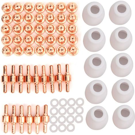 75 pièces d'électrodes à coupelle de protection avec anneau tourbillonnant pour torche de découpe plasma PT-31 LG 40 CUT40 CUT50 (75 pièces)