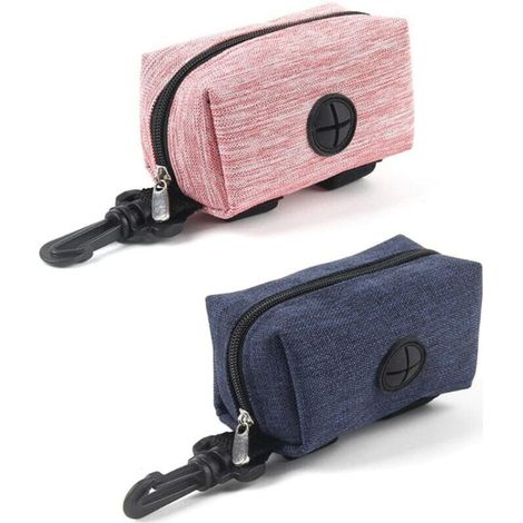 2 Pcs Distributeur de Sac pour Chiens,Sac à Crottes Chien,Porte-sac à crotte pour chien,Distributeur de Sacs à Déjections Canines,Sac à Poches Chien avec Boucle Attache à Laisse(Rose+Bleu Ffoncé) (1/5)