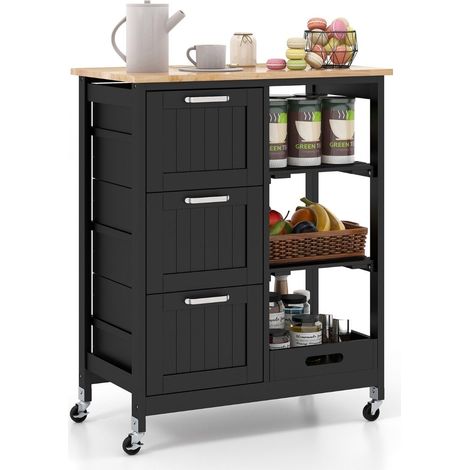 Kucheninselwagen mit stauraum rader schwarz 67 x 37 x 84 cm