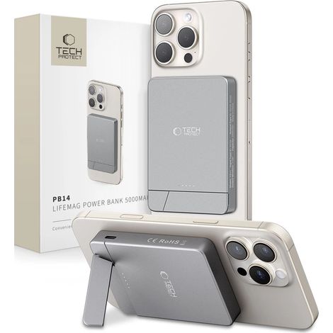Powerbank Tech-Protect PB14 LifeMag MagSafe 5000 mAh - szary