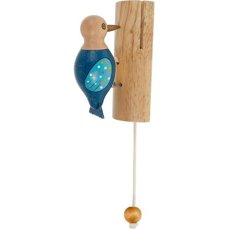 Sonnette de Porte en Bois avec Pivert  Sonnette Décorative Enfant avec Cloche  Décoration en Bois Naturel pour Cabane dans les Arbres, Chambre d’Enfant  Idée Cadeau Originale, 115 × 70mm
