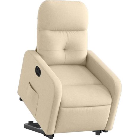 vidaXL Poltrona Alzapersona Reclinabile Elettrica Crema in Tessuto (1/5)
