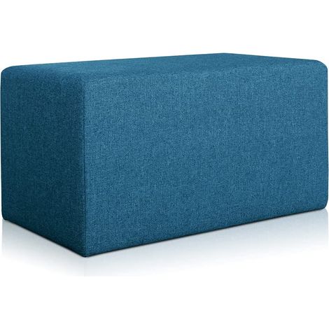 EVERGREENWEB Pouf poggiapiedi 83x43 cm per Divano Sgabello Cubo, tessuto Idrorepellente: Pouf design moderno per soggiorno camera da letto, Puff salotto, Pouffe Rubino BLU (1/4)