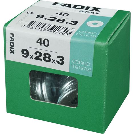 CAJA L 40 unid. ARANDELA ANCHA CINC 9,0x28x3mm FADIX (1/2)