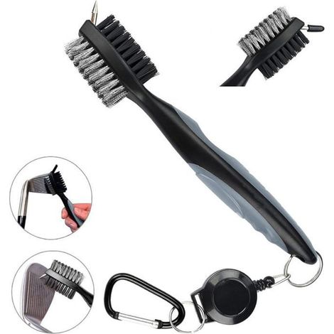 Club De Golf Et Rainures Brosse À Double Coté Nylon & Acier Avec Pics Pour Nettoyer Surface, Rainures De Club (1/4)