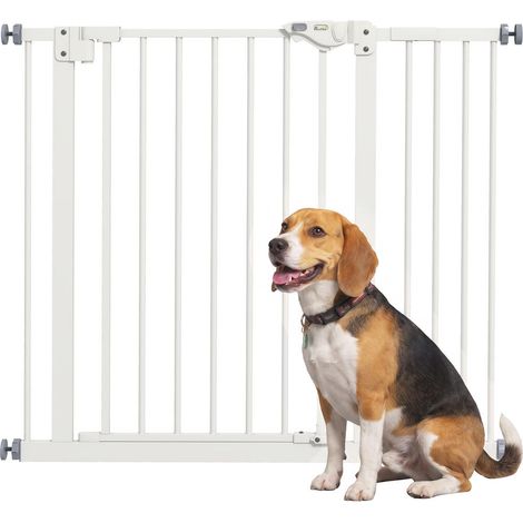Türschutzgitter für Hunde, Absperrgitter, Schutzgitter für Haustiere, Metall, Kunststoff, ,74-80/87-94 cm, Weiß (1/5)