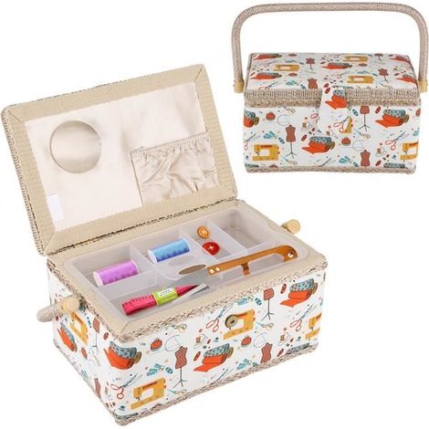 Boîte de rangement boîte à couture panier à couture mignon pour stocker des outils de couture 27,8 x 18 x 14,5 cm-DBA (1/4)