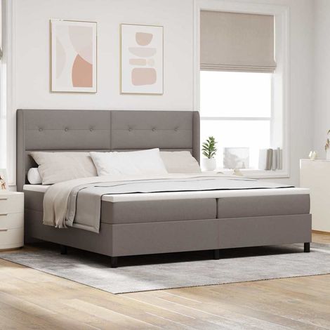 Teenpull – LED Boxspringbett mit Kopfteil Taupe 200 x 200 cm Stoff (1/5)