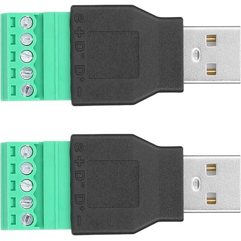 Connecteurs USB 2 Pièces Prise Mâle USB à 5 Broches Adaptateur de Borne à Vis Connecteur ABS Prise USB (1/5)