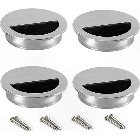 Poignées encastrées modernes pour armoires et tiroirs, finition brossée, entraxe 50 mm, lot de 4, poignées cachées pour portes coulissantes, placards et étagères (1/5)