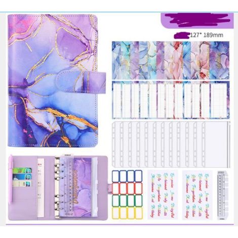 Classeur Budget A6 - Carnet avec Pochette - 12 Enveloppes - Résistant à l'eau - PVC