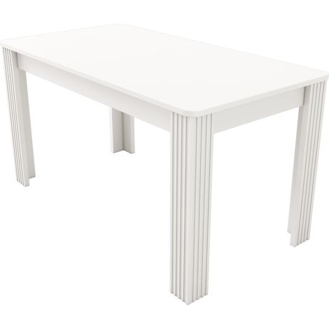 Mesa de comedor rectangular blanca de aglomerado 116 x 65 x 75 cm (1/5)