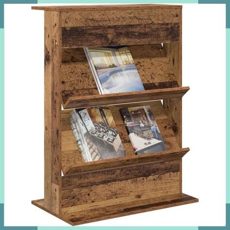 Étagère à magazines - 899541 - Bois ancien - 70 x 41 x 96 cm - 2 étagères autoportantes (1/5)