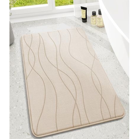 1 Tapis de bain Mousse à mémoire de forme Absorbant Antidérapant Douche WC 60x90 cm Beige (1/5)
