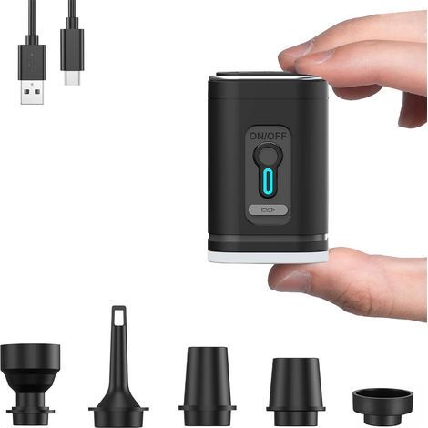 Mini Pompe à air électrique Portable avec 5 Buses, Batterie Rechargeable 4000 Pa pour Matelas, Sac sous Vide, pagaie, Piscine, Flotteur (1/5)