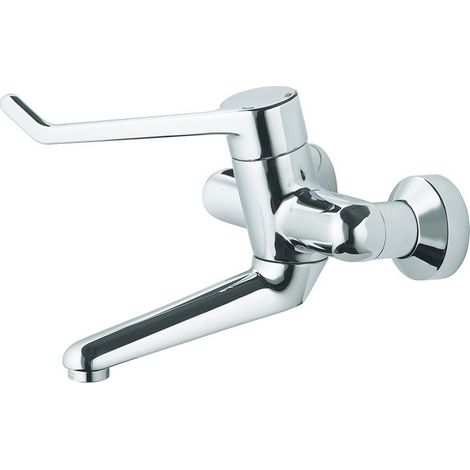 Rubinetto di sicurezza a parete per lavabo monocomando CERAPLUS 230mm 180mm lucchettabile a leva Attacchi