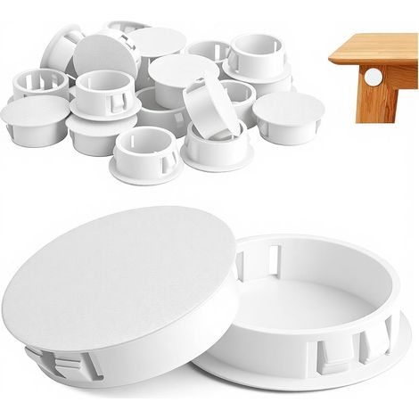 15 Pièces 22mm Capuchons de Protection Bouchons en Plastique Rond 22mm Cache vis Blanc en Bouchon Plastique pour Obturateur Cache Trous Mur de Perçage Armoires, Machines, Meubles (1/5)