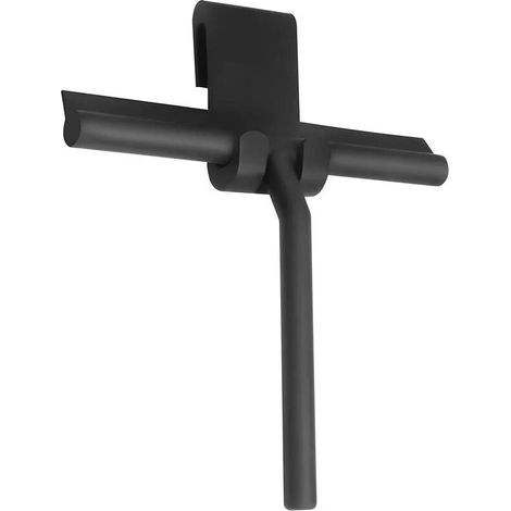 Shower Squeegee for Glass Shower Door, Shower Wall, 8.7" Silicone Squeegee, Bathroom Squeegee with Hanging Hook, Black