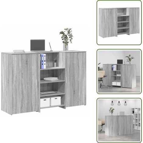 Comptoir de caisse - vidaXL Bureau de réception sonoma gris 155x50x103,5 cm bois ingénierie - Armoire de rangement (1/5)