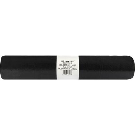 Müllsäcke Polyethylen 120 Liter, 30 my 700 x 1100 mm ohne Zugband schwarz