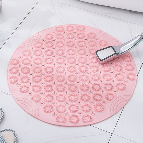 Tappetino da bagno massaggiante, tappetino da bagno rotondo con superficie testurizzata, tappetino doccia in PVC antiscivolo con foro di drenaggio, diametro: 55 cm - Crezuo