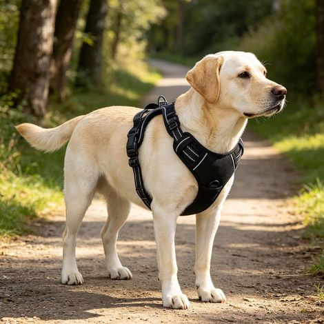 Harnais Chien pour Petits Chiens et Chiots Réglable Noir, S (1/5)