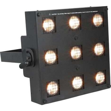 Panel de iluminación halógena LIGHT4ME SUN estilo retro vintage para escenarios, DMX, 9x35W WW GU10, luz blanca cálida, soporte de montaje (1/5)