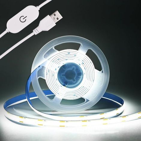 1 m Bande lumineuse LED COB, 320 LED/m, rétroéclairage TV, flexible, blanc froid 6500 K, pour intérieur et décoration festive
