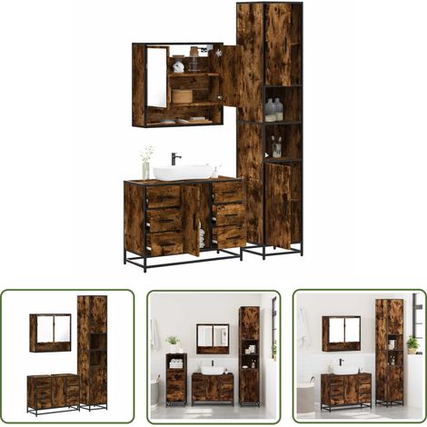 vidaXL Ensemble de meubles de salle de bain 3 pcs Chêne fumé