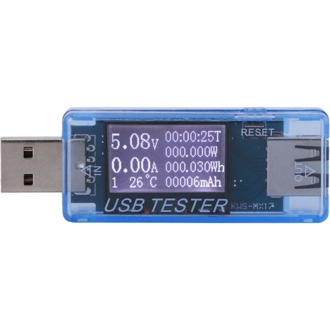 EASYCOMFORT Testeur numérique de tension USB, voltmètre 8 en 1, détecteur 0-5A 0-150W 4-30Vbleu (1/5)