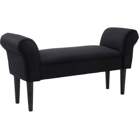 Banc Entrée Bout de Lit Rembourré pour Chambre à Coucher, Tissu à Voile, Noir, 102 x 36 x 51 cm (1/5)