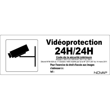 Panneau Vidéoprotection 24h/24h avec pictogramme - Rigide 330x120mm - 4140889 (1/2)