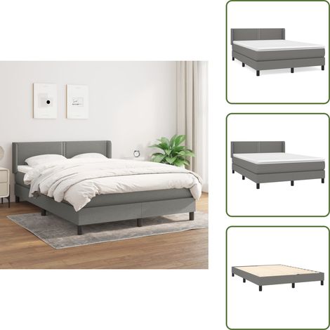 Boxspringbett mit Matratze Dunkelgrau 140x200 cm Stoff - Boxspringbett - Doppelbett - Bettenrahmen - Matratze - Matratzentopper